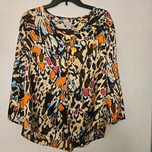 Vibrant Chico's blouse tunic with abstract print NWOT Size 2/L